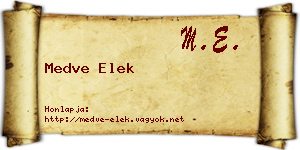 Medve Elek névjegykártya