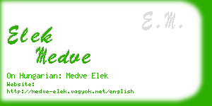 elek medve business card